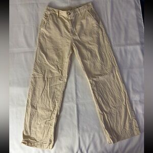 AG Adriano Goldschmied Caden Wide Leg Beige Pants - Linen & Cotton Blend